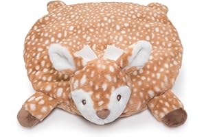 BEARINGTON COLLECTION Bearington Baby Lil’ Willow Tummy Time Mat, 30 x 30 Inch Fawn Plush Stuffed Animal Blanket, Woodland Nursery Décor