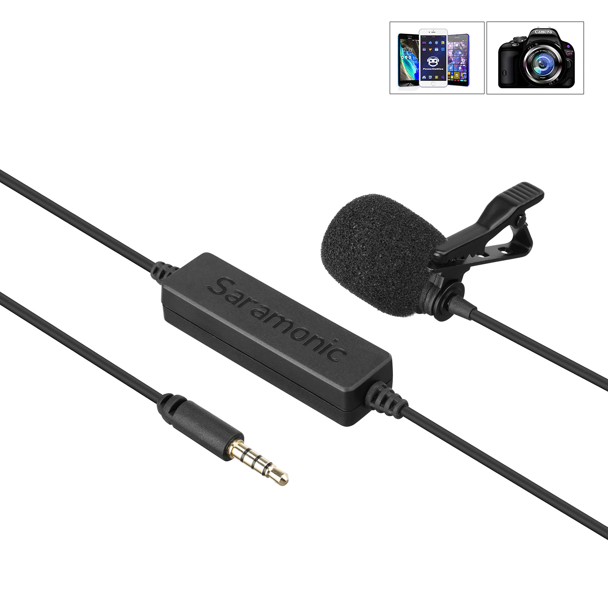 Saramonic Quality microphone omnidirectional Lavalier Broadcast lavmicro with Connector Combo TRS/TRRS 3.5 mm & 6.3 mm Adapter for Smartphones, DSLR Cameras, Camcorders & Recorders