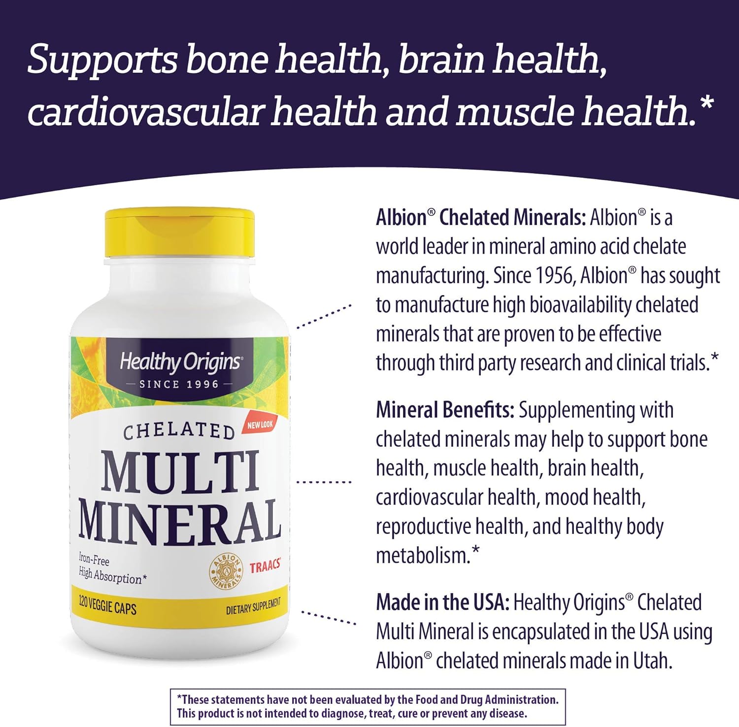 Healthy Origins Chelated Multi Mineral (Featuring Albion Minerals), 120 Veggie Caps: Health & Personal Care