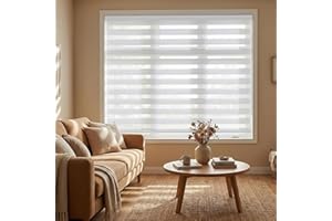 Cordless Zebra Blinds Roller Shades for Window - Dual Layer Day Night Sheer Blinds Light Control Privacy Light Filtering Fabr