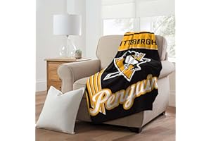 NORTHWEST Officially Licensed Pittsburgh Penguins NHL Team Throw Blanket 46″×60″ – Licensed Microfiber Throw with Hockey Logos for Fans, Dorms, Game Day Couches & Fan Caves