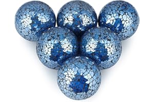MDLUU 6 Pcs Mosaic Sphere Balls-Diameter 3 in, Decorative Orbs, Centerpiece Balls for Bowls, Vases, Dining Table Decor, Turquoise Blue