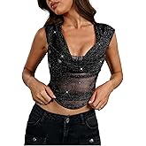 Floerns Rave Outfits for Women Sexy Backless Hoodie Draped Halter Tank Top Going Out Concert Festival Party Streetwear