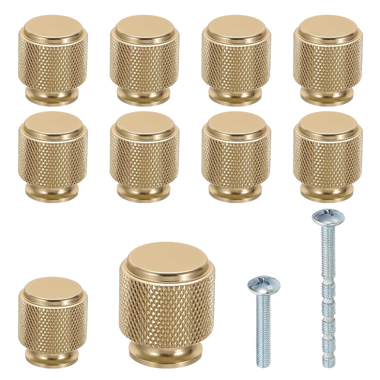 PATIKIL 1 Inch Dia. Cabinet Knobs, 10pcs Knurled Drawer Round Pulls Handle Solid Hardware for Dresser Wardrobe Kitchen Cupboard, Bronze