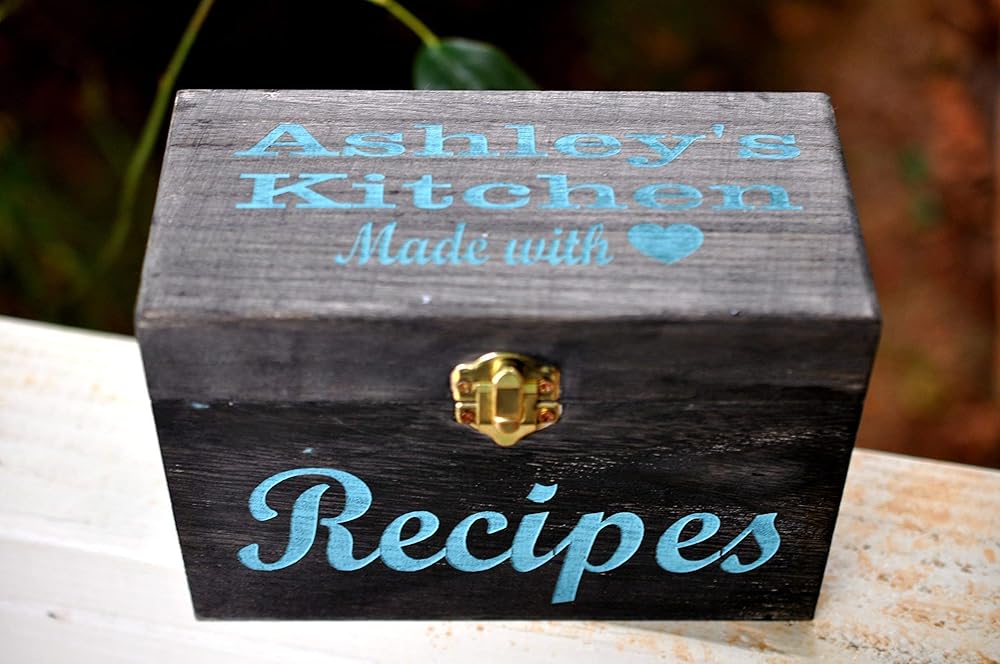 Recipe Box with Personalized Engraving Wood Box Handmade