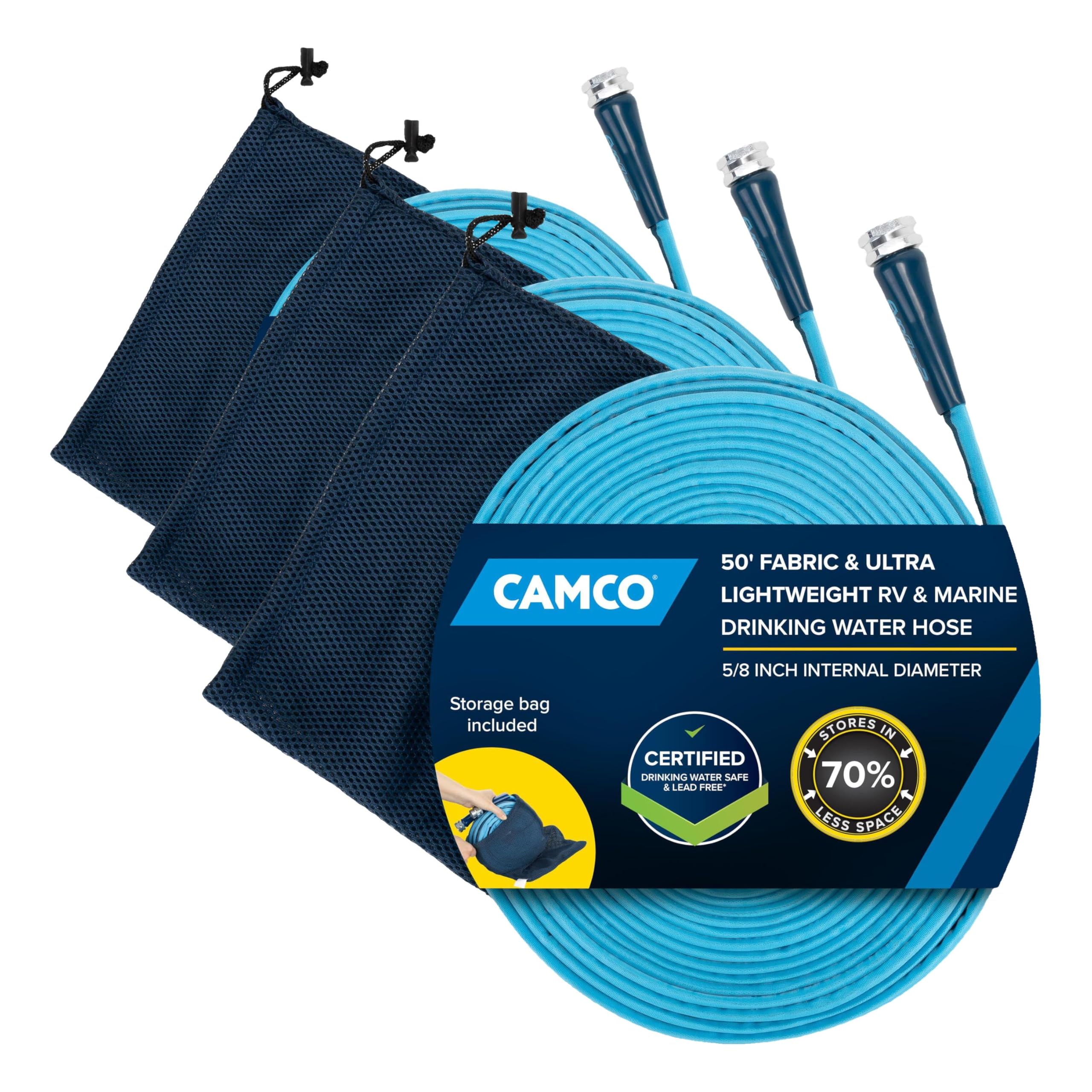 Camco EvoFlex2 50-ft Drinking Water Hose - RV Drinking Water Hose Reinforced with Fabric & Ultra Lightweight - Contains No Lead, No BPA & No Phthalate - Abrasion Resistant (22579) (Pack of 3) Image