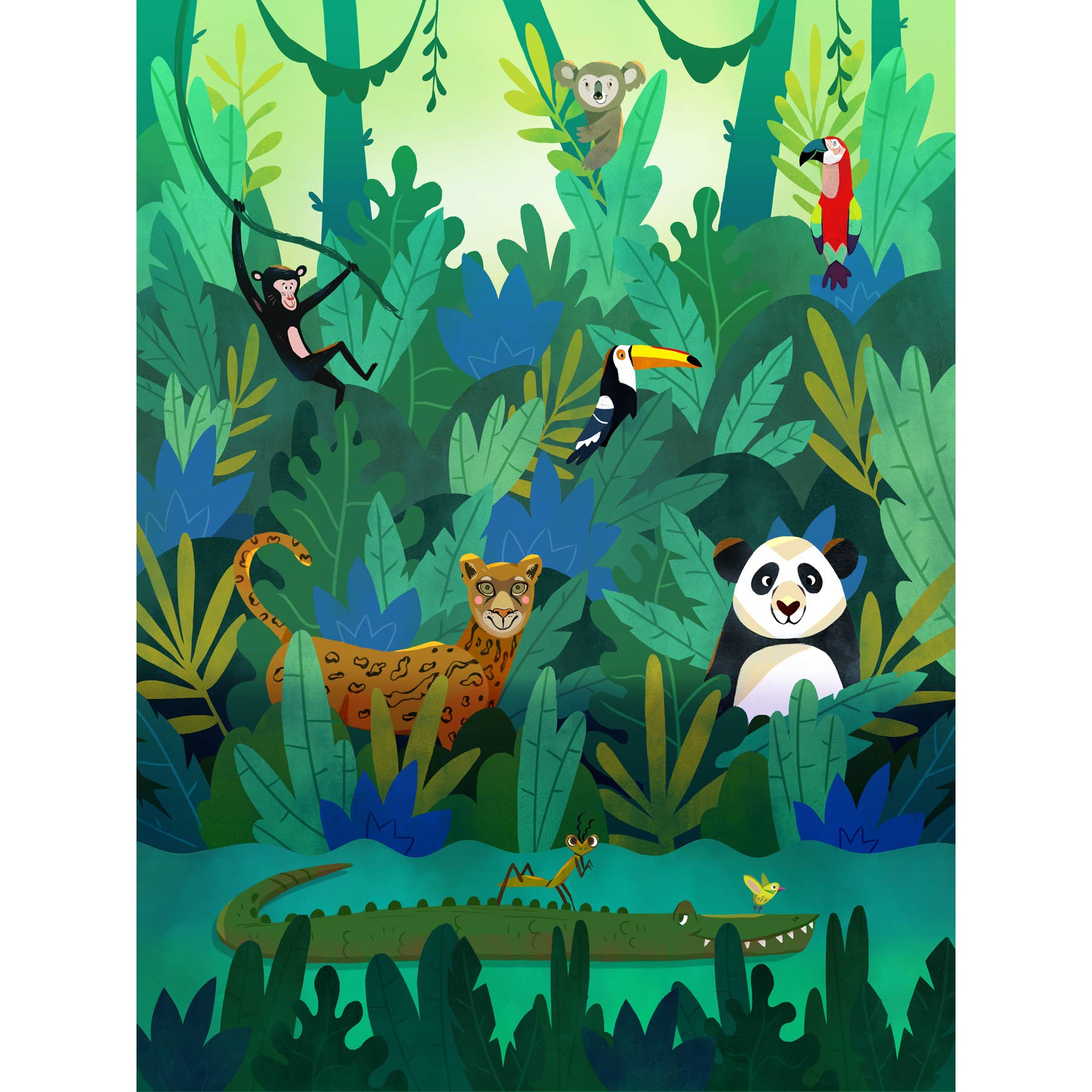 Wee Blue Coo Jungle Animals Amazon Wall Large Art Print Poster Wall Decor 18x24 inch — image 1