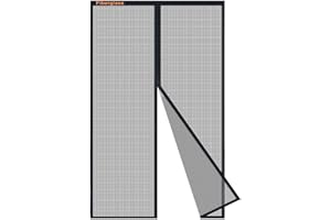 Risareyi Fiberglass Magnetic Screen Door Actual Size 34"x81", Black Bugs Net Thicker Mesh Curtain Screen with Magnets Heavy D