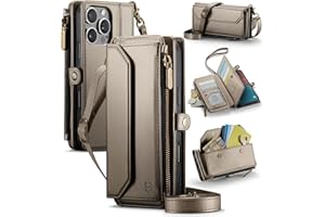 Strapurs Wallet Case Compatible with iPhone 16 Pro Max 6.9" RFID Blocking 10-Card Holder Soft PU Leather Magnetic Snap Strap Zipper Pocket Phone Case Fit for iPhone 16 Pro Max - Desert Titanium