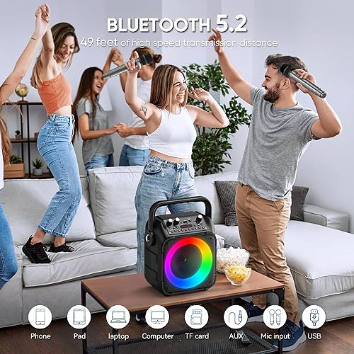 thumbnail image 2 of Vivamic Portable Kids Karaoke Fun Set, Karaoke Speaker 2 Wireless Mini Microphones 6 Sound Effects Bluetooth Speaker Home Party Birthday Gift Girls Bo 2 of 10