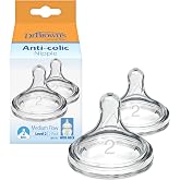 Dr. Brown&rsquo;s Wide-Neck Level 2 Medium Flow Nipple, 3m+, 2-Pack | 100% silicone nipples for Options+ Wide-Neck baby bottles, medium flow rate for 3m+ babies