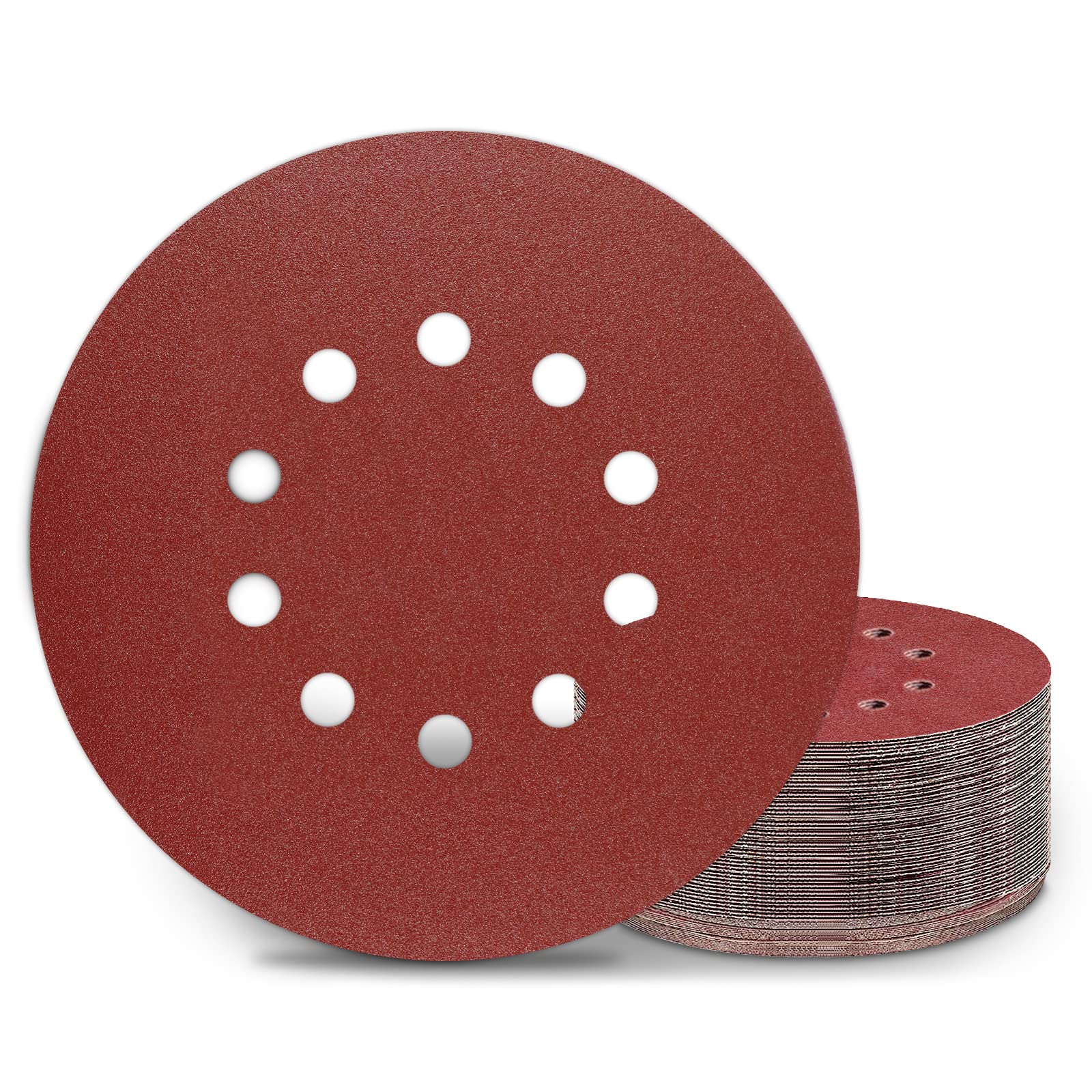 KONGMING 25 Pcs 225mm Sanding Discs Grit 150 9 inch Sanding Discs 10 Hole Hook and Loop for Drywall Sander