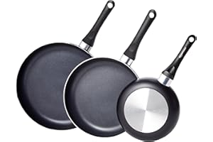 �鶹�� Basics Ceramic Non-Stick 3-Piece Frying Pan Set, 20.3cm, 25.4cm & 30.5cm, Black