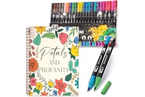 7×8.2in Adult Coloring Book Set for Relaxation, Spiral Bound Coloring Book for Women with 24 Colors Markers, Mindfulness Stre