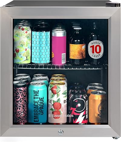 Russell Hobbs Mini Fridge 46L Lockable Glass Door 12 Bottle RHGWC3SS-LCK