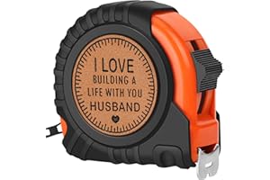 VIVAGIFTS Valentines Day Gifts for Him Husband Gifts from Wife, Birthday Anniversary Husband Gifts for Men, Best Husband Ever Gifts, Genuine Leather Engraved 25 FT Tape Measure Tool Gifts for Husband
