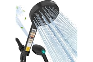 Cobbe Filtered Shower Head, High Pressure 9 Spray Mode Handheld Shower Head with Filter Built-in Power Wash with Hose and Water Softener for Hard Water Remove Chlorine, Matte Black