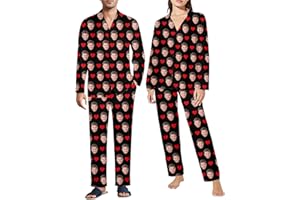 Gemuniya Personalized Pajamas Set with Photo, Custom Face Pajamas Couples Pajamas Gift for Women Men Christmas