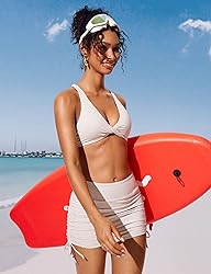 CRZ YOGA Womens V Neck Bikini Tops Twist Front