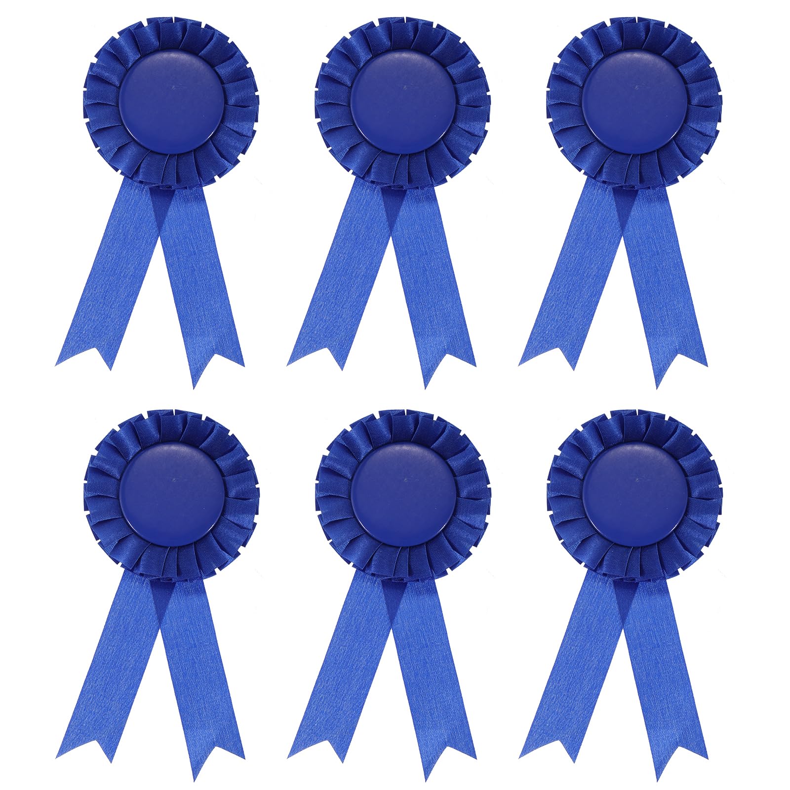 PATIKIL Blank Award Ribbon, 6 Pcs Rosette Ribbon Honorable Prize Recognition Ribbon for DIY, Party, Wedding, Competition, Sport, Blue