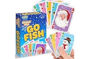 Gamie Christmas Go Fish Playing Cards Games for Kids - Deck of 52 - Christmas Poker Cards with Snowman & Festive Iconic Image Designs - Cute Pastel Colors - Xmas Basket Stuffers for Kids and Adults