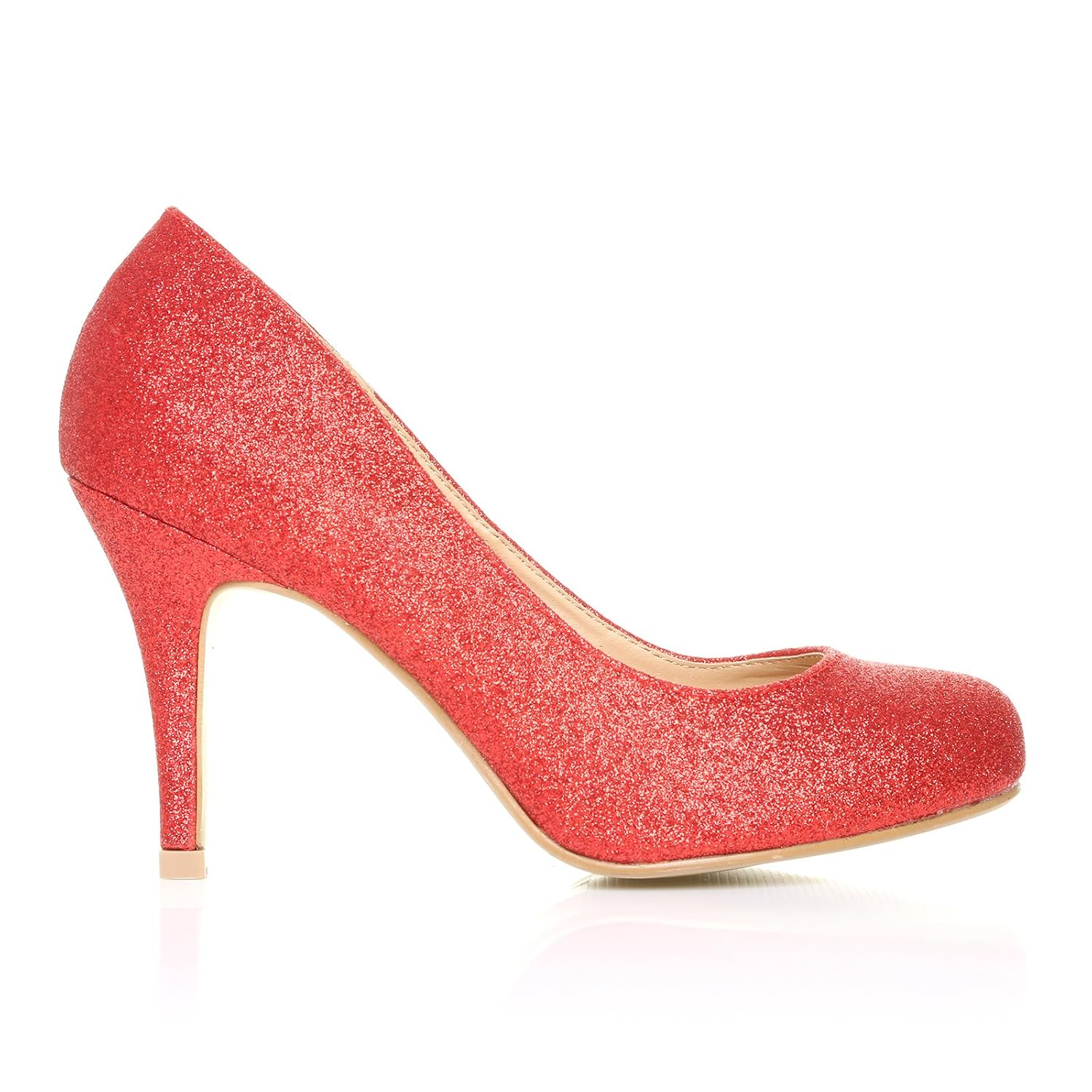 red glitter court shoes