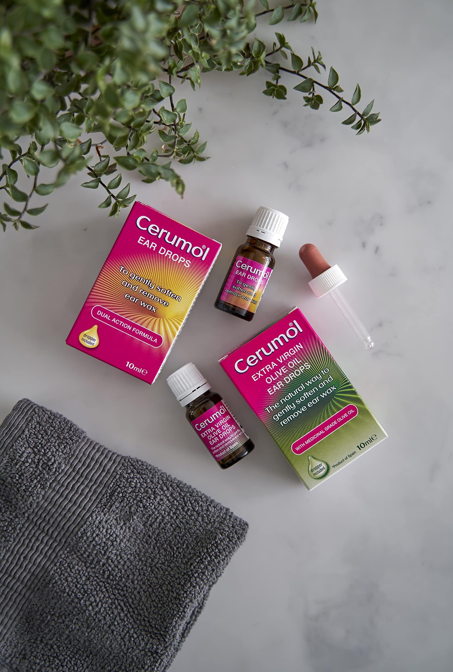 Cerumol Dual Action Ear Drops, 10ml, Gentle Formulation, Helps Relieve Symptoms of Ear Wax, Softens Earwax, Dropper Included