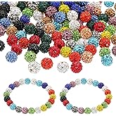 PATIKIL 10mm Rhinestone Beads, 150pcs Clay Rhinestone Beads Disco Ball Beads Diamond Spacer Beads Crystal Sparkle Shiny Round Bulk for Jewelry Making Pens Crafting Necklace, 15 Color