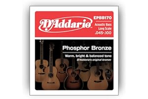 D'Addario Acoustic Bass Guitar Strings - Acoustic Bass Strings - Phosphor Bronze - EPBB170 - Acoustic Bass Guitar 4 String Set - ‎45-100 Gauge - 1 Pack