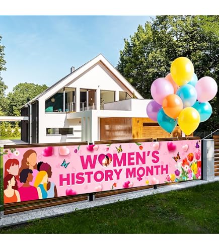WATINC Women’s History Month Backdrop Banner - Extra Large 79" X 45" Pink Feminist Decor With Metal Grommets For Indoor/Outdoor - View #2