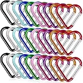 30pcs Heart Carabiner Clip, Alloy Heart Shape Hanging Keychain Clip, Cute Aluminum Carabiner Clip for Hiking Backpack, Car Charms, Purse Bling