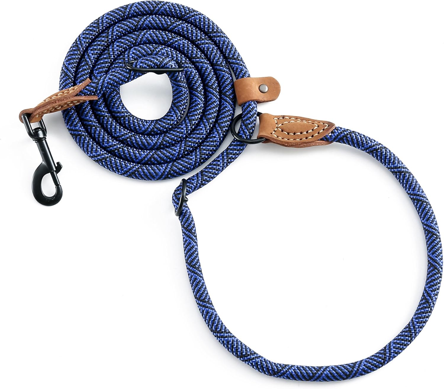 Mile High Life Hands Free Leather Tailor Handle Mountain Climbing Dog Rope 6FT Leash with Heavy Duty Metal Sturdy Clasp (Blue) - Image 3