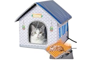 Toozey Heated Outdoor Cat House with Insulated Aluminum, 100% Waterproof Weatherproof with 2 Mat, Sturdy Safe Large Feral Shelter for Winter Indoor Outside with Thermostatic Pet Heating Pad, (Blue, M)