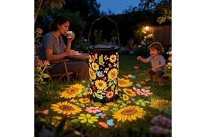 2026 Colorful Sunflower Glow Solar Garden Lantern – Waterproof Outdoor Hanging Solar Lantern, Metal Solar-Powered Patio & Yar