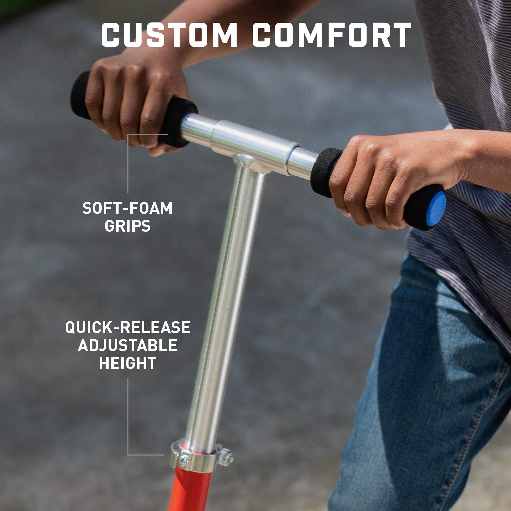 Mongoose Trace Kick Scooter for Youth Adult Boys and Girls, Quick-Release, Lightweight & Easy Folding Scooter, Bike Style Grips, Supports 176 lb Up to 220 lbs