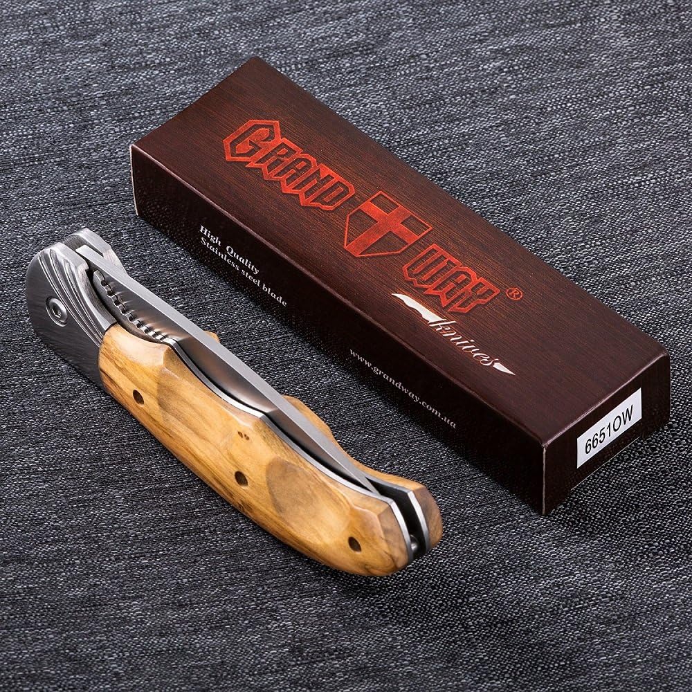 Gentleman’s Folding Knife Pocket Knife Knives Knofe Wood Handle Sharp Blade - Pocket Knife for Men - Best Folder for Camping Hunting - EDC and Outdoor Gear - Birthday Christmas Gifts for Men 6651 : Sports & Outdoors