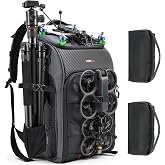 FPV Drone Backpack -40L Ultimate All-in-One Professional Travel Camera Case for FPV Racing Quadcopter/DJI Drone/Tripod/15.6" Laptop Combo with Waterproof Rain Cover &amp; 2 Battery Tool Kit Bags
