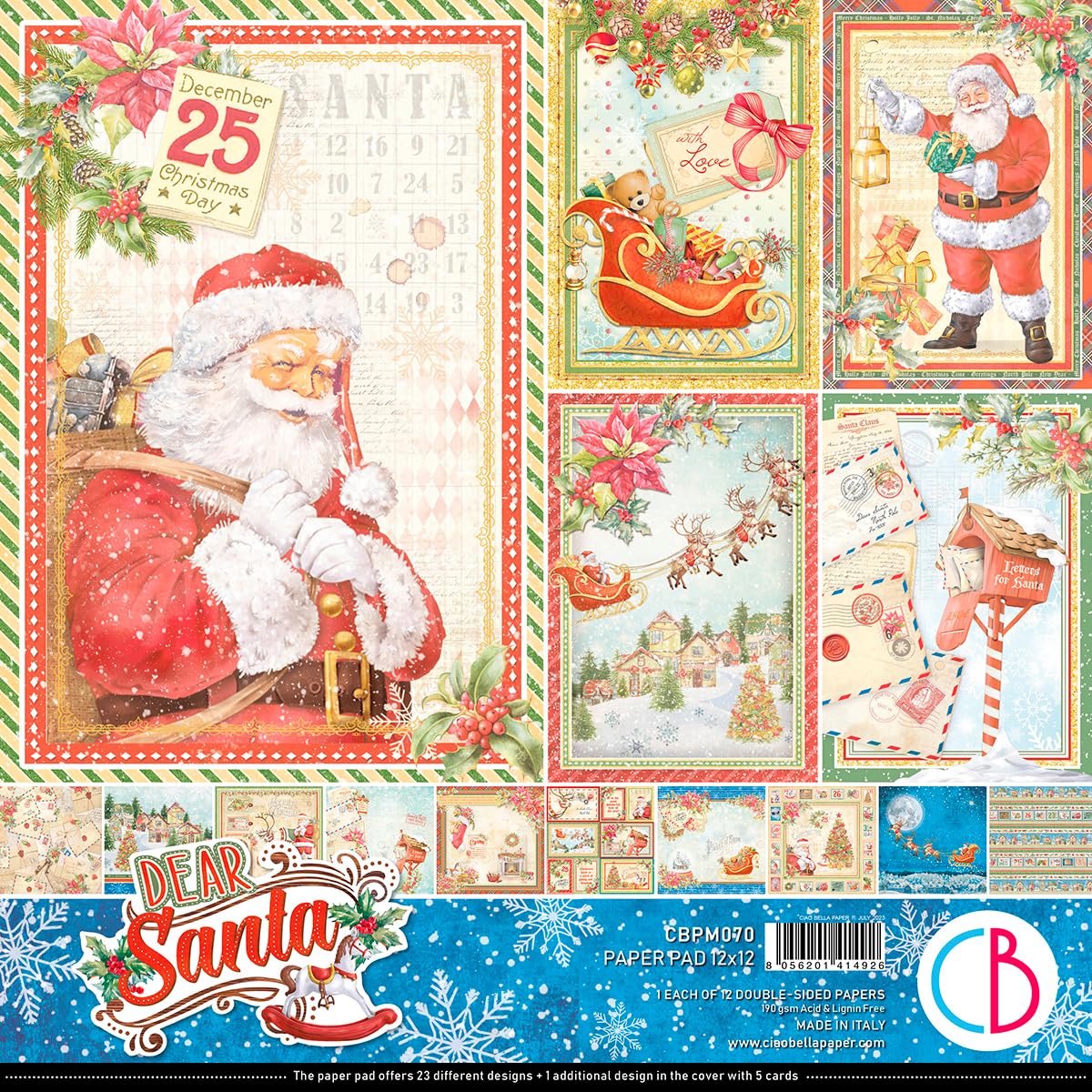Ciao Bella Dear Santa 12"x12" Christmas Paper Pad