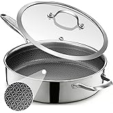 LOLYKITCH 5 QT Hybrid Ceramic Coating Non Stick Tri-Ply Stainless Steel Sauté Pan with Lid, 12 Inch Deep Frying Pan PFOA & PFOS Free,Induction Cooking Pan, Dishwasher and Oven Safe