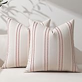 Hckot Christmas Throw Pillow Covers 16x16 Set of 2 Red Pillow Covers Textured Linen Decorative Pillows Square Cushion Covers for Sofa Couch Bed Living Room Farmhouse Decor(Red)