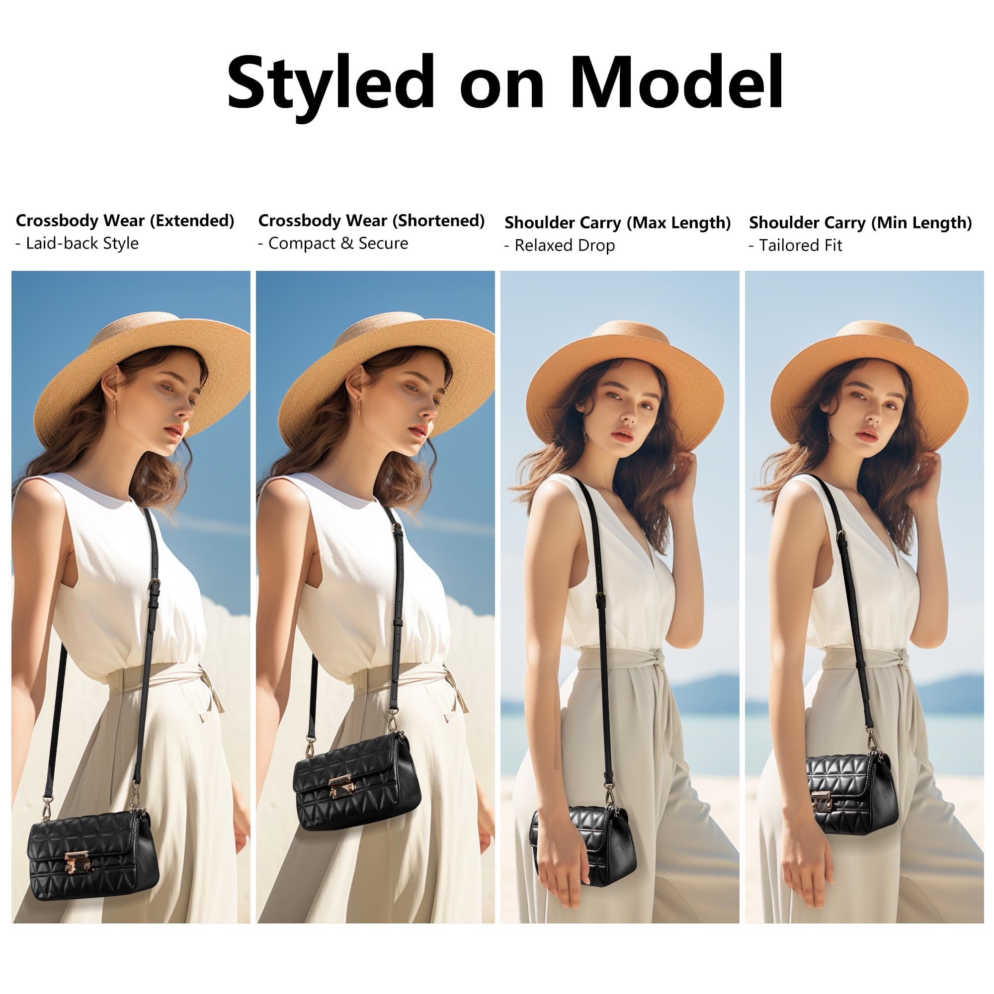 SEAVILIA PU Leather Purse Strap Replacement Crossbody Adjustable Long Thin Handmade Shoulder Handbags Strap