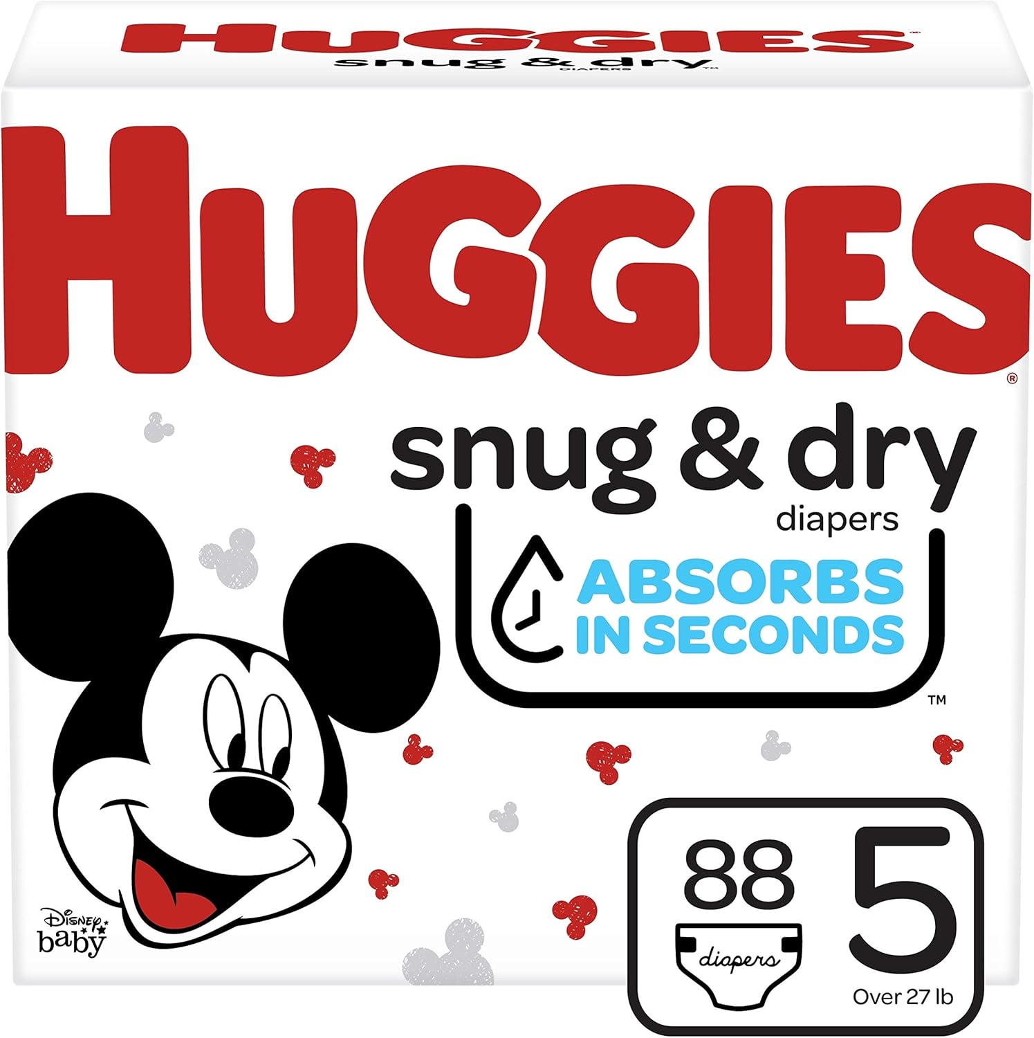 Huggies Snug & Dry Baby Diapers, Size 5, 88 Ct