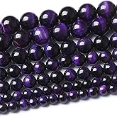 10MM Purple Tiger Eye Round Loose Beads Natural Gem Beads Crystal Energy Stone Beads for Jewelry Making DIY Bracelet Necklace