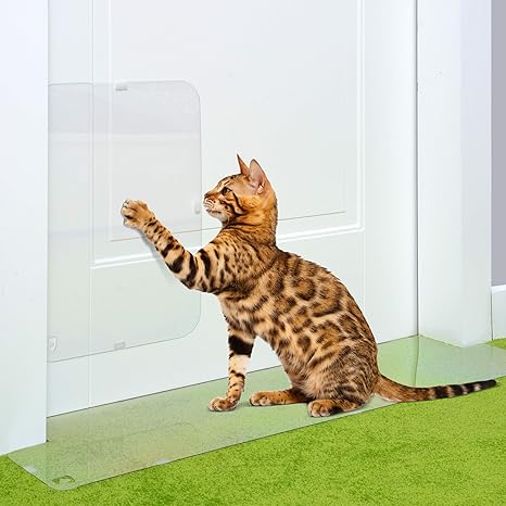 Petfect Carpet Cat Scratch Protector Door Guard 2 Piece Set Tough See Thru Deterrent W Slip Stopper Design For Floors 30 Inch Doorways