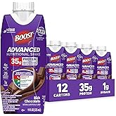 BOOST Advanced Nutritional Protein Shake, Chocolate, 12-11 FL OZ Cartons | Weight Loss Nutrition Support*, 35g High Protein, GLP-1 Friendly Shake, Ready to Drink, (325 mL) Cartons