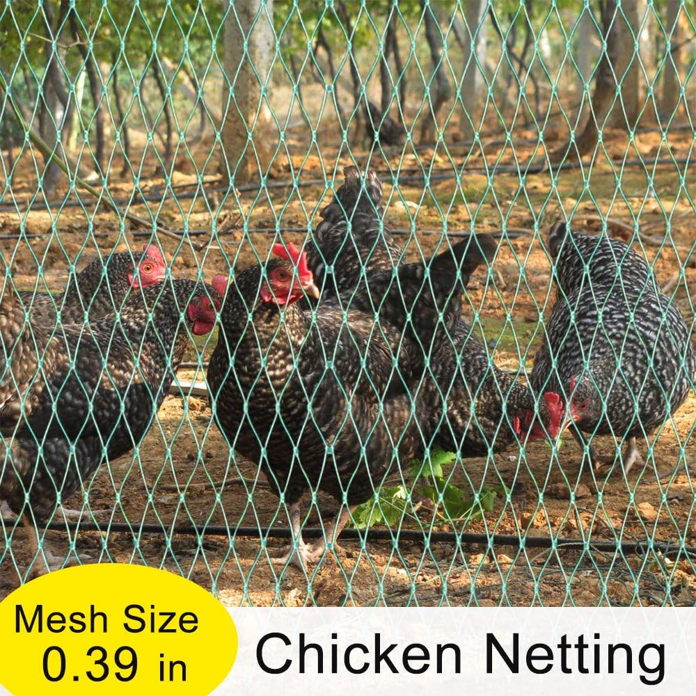 V Protek Poultry Fence EZ-Barrier Knotted Garden Netting Bird Netting, Chicken Netting, 6'-W x 33'-L Easy to Apply Green