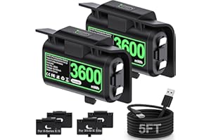 Mocagen Controller Battery for Xbox One/Xbox Series X/S, Rechargeable Battery Pack for Xbox One S/X/Elite, Play Charge Kit with Xbox Battery Covers & Charging Cable