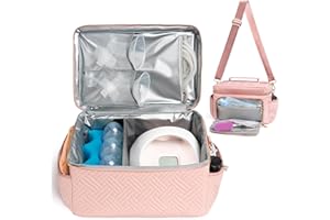 ZOOSA Breast Pump Bag Compatible with Spectra S1 S2 Gold Breastpump Carrying Case for Work Travel EliteMom Breastmilk Pumping Essentials Tote Bag with Cooler & Strap