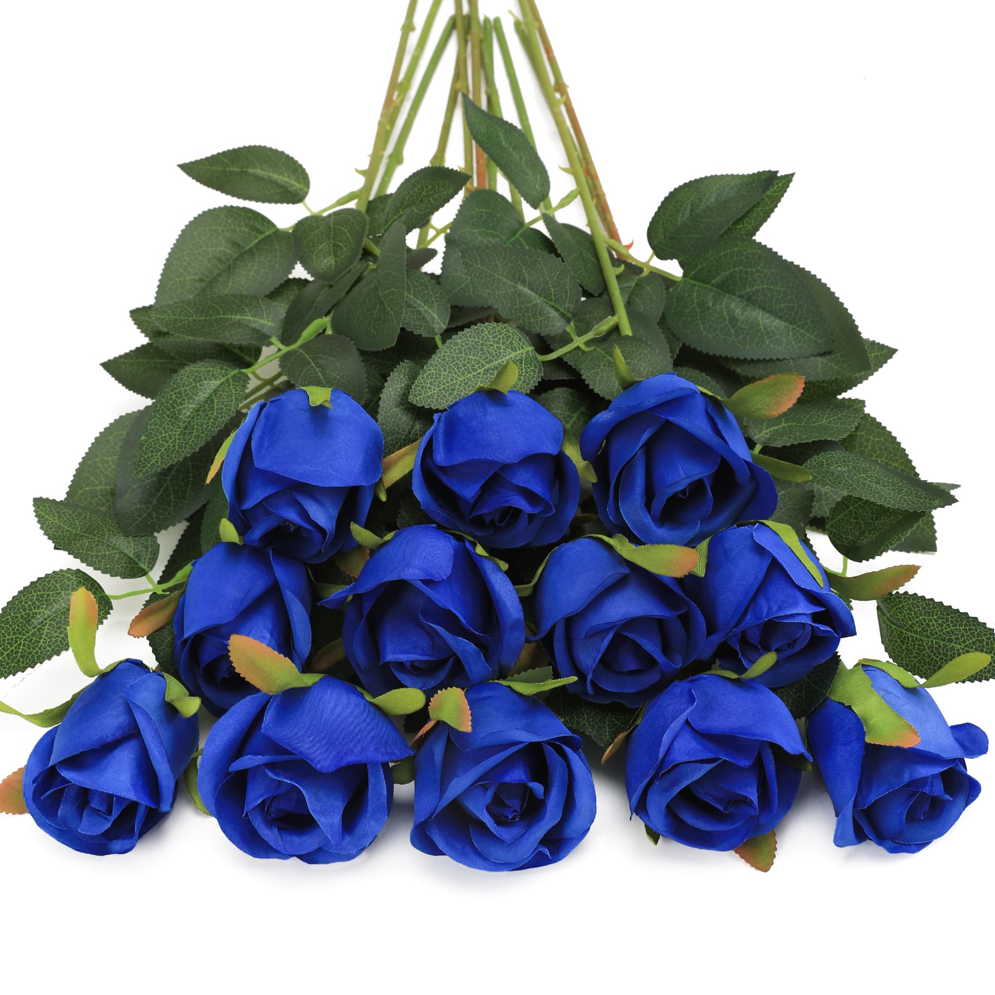Tifuly Artificial Roses Fake Silk Flowers - 12 Pcs Blue Faux Roses Artificial Flowers with Stems for Grave Home Wedding Centerpiece Hotel Office Decor