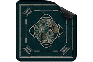 Deyimmei Mahjong Mat for Table - Non-Slip Mahjong Table Cover with Storage Pockets, Perfect Mahjong Accessories & Gifts for Women, Men, and Mahjong Enthusiasts (Geometric Leaves)